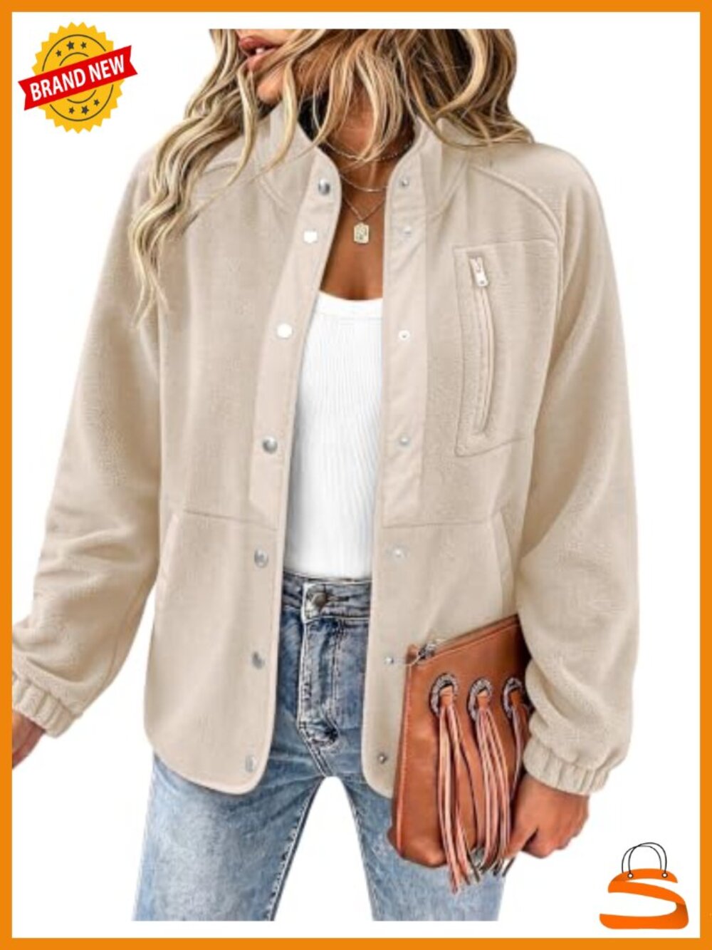 Women Fleece Jacket Aztec Print Snap Button Down Cozy Outerwear